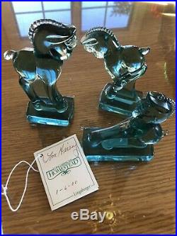 Longaberger Green Heisey Horse Set/3 Colts. Heisey Family Signature On Tag