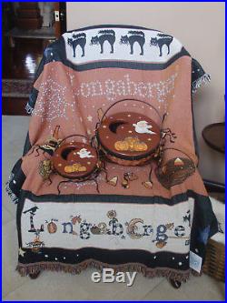 Longaberger HALLOWEEN BUNDLE, Lg & Sm Autumn Treats Baskets sets, Throw & Mug NEW