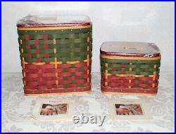 Longaberger HOLIDAY Red and Green HEARTH & HOME Baskets with lids and protectors