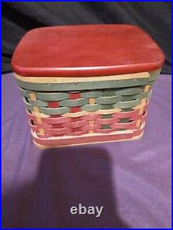Longaberger HOLIDAY Red and Green HEARTH & HOME Baskets with lids and protectors