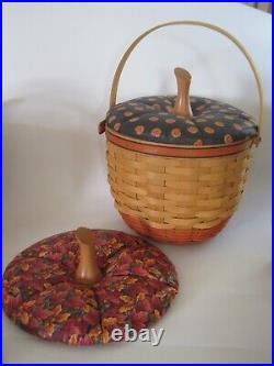 Longaberger Halloween Basket Orange Trim Large With 2 Lids Fall And Pumpkin 1997