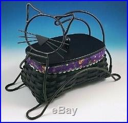 Longaberger Halloween Black Cat Wrought Iron Stand and Basket set