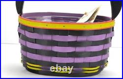 Longaberger Halloween Kitty Cat Basket & Protector Wood Handle 2005 NWT