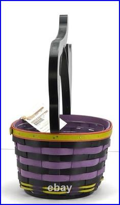 Longaberger Halloween Kitty Cat Basket & Protector Wood Handle 2005 NWT