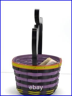 Longaberger Halloween Kitty Cat Basket & Protector Wood Handle 2005 NWT