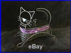 Longaberger Halloween Wrought Iron BLACK CAT Basket Set With Lid