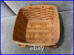 Longaberger Handwoven Square Basket with Handles Signed 1990 CMH