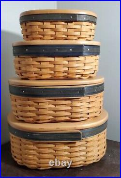 Longaberger Harmony Basket set 2 3 4 5 lids and protectors unused excellent