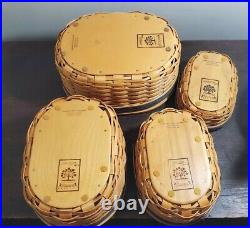 Longaberger Harmony Basket set 2 3 4 5 lids and protectors unused excellent
