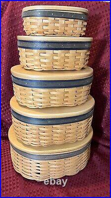Longaberger Harmony Basket set of 5 lids protectors papers