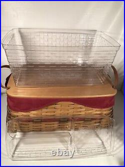 Longaberger Holiday Hostess 2002 Treasures Large Basket Red Accent With Liners