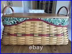 Longaberger Holiday Hostess 2002 Treasures Lg Basket Red Accent +Liner +2 Prot