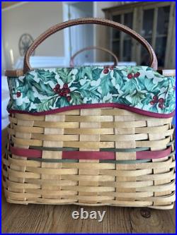 Longaberger Holiday Hostess 2002 Treasures Lg Basket Red Accent +Liner +2 Prot