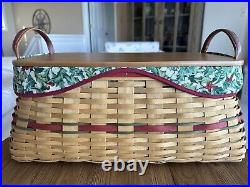 Longaberger Holiday Hostess 2002 Treasures Lg Basket Red Accent +Liner +2 Prot