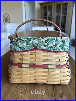 Longaberger Holiday Hostess 2002 Treasures Lg Basket Red Accent +Liner +2 Prot