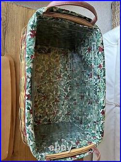 Longaberger Holiday Hostess 2002 Treasures Lg Basket Red Accent +Liner +2 Prot