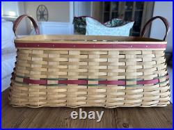 Longaberger Holiday Hostess 2002 Treasures Lg Basket Red Accent +Liner +2 Prot