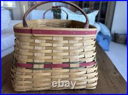 Longaberger Holiday Hostess 2002 Treasures Lg Basket Red Accent +Liner +2 Prot