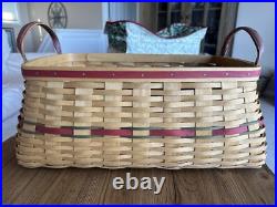 Longaberger Holiday Hostess 2002 Treasures Lg Basket Red Accent +Liner +2 Prot