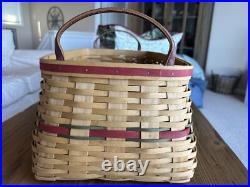 Longaberger Holiday Hostess 2002 Treasures Lg Basket Red Accent +Liner +2 Prot
