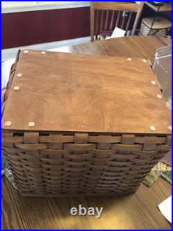 Longaberger Hostess File Basket with Protector, Wood Crafts Lid and liner