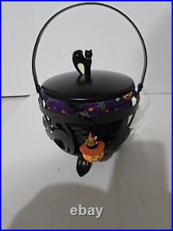 Longaberger Iron Cauldron Basket Wood Lid Black Cat Knob Liner Protector Read Longaberger Iron Cauldron Basket Wood Lid Black Cat Knob Liner Protector Read