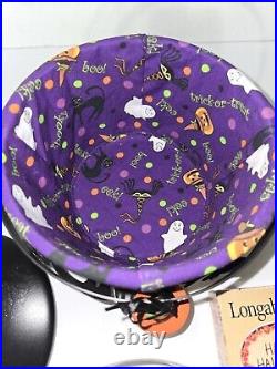 Longaberger Iron Cauldron Basket Wood Lid Black Cat Knob Liner Protector Read Longaberger Iron Cauldron Basket Wood Lid Black Cat Knob Liner Protector Read
