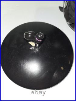 Longaberger Iron Cauldron Basket Wood Lid Black Cat Knob Liner Protector Read Longaberger Iron Cauldron Basket Wood Lid Black Cat Knob Liner Protector Read