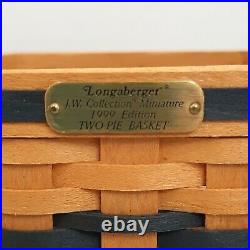 Longaberger JW Collectors Club Two Pie Basket Set+Wrought Iron Stand+Pottery EUC