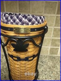 Longaberger JW Miniature Mini Umbrella Basket Set & Wrought Iron Stand C Club