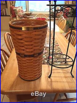 Longaberger Jw Collection Umbrella Basket Set With Wi Stand Combo Rare
