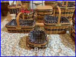Longaberger Jw Mini Baskets Full Set 13 + Extra Wrought Iron & Umbrella Mint