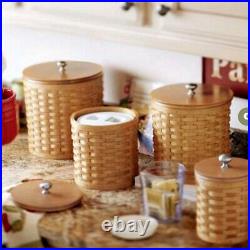 Longaberger Khaki Check CANISTER BASKET SET 4-Liners VERY RARE. S, M, L & XL Longaberger Khaki Check CANISTER BASKET SET 4-Liners VERY RARE. S, M, L & XL