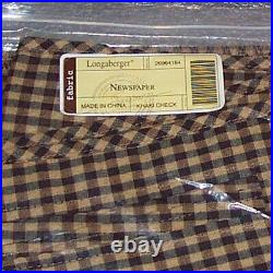 Longaberger Khaki Check NEWSPAPER Basket Liner. EXCEPTIONALLY RARE Free Ship