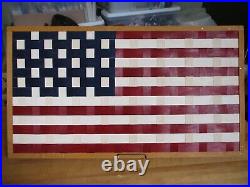 Longaberger LARGE 28 x 15 Basket Weave Wooden American FLAG Warm Brown Frame