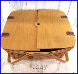 Longaberger LARGE Reunion Picnic Basket 18X 16X 9.5 Protector & Riser Rare