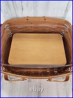 Longaberger LARGE Reunion Picnic Basket 18X 16X 9.5 Protector & Riser Rare