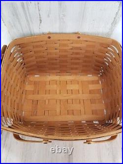Longaberger LARGE Reunion Picnic Basket 18X 16X 9.5 Protector & Riser Rare