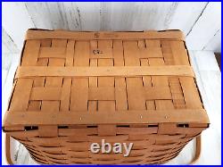 Longaberger LARGE Reunion Picnic Basket 18X 16X 9.5 Protector & Riser Rare