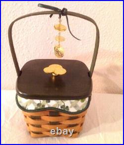 Longaberger LUCKY WISH St Patrick Basket Set Lid w Coin Knob & TIE On 3 Coin
