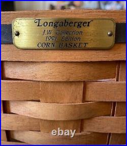 Longaberger Large 1991 J. W. Collection Corn Basket with Protector 17 Diameter