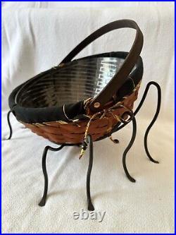 Longaberger Large Autumn Treats Basket Set & Wrought Iron Spider Legs withTie On