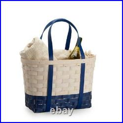 Longaberger Large Blue & White Boardwalk Basket Set With Free Protector New