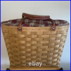 Longaberger Large Boardwalk Basket 2003 -Basket, Zipper Liner, Protector, Leather