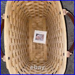 Longaberger Large Boardwalk Basket 2003 -Basket, Zipper Liner, Protector, Leather