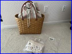 Longaberger Large Boardwalk Basket 2 Liners & Protector Excellent Condition