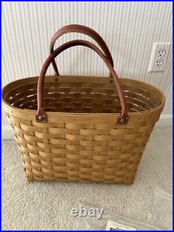 Longaberger Large Boardwalk Basket 2 Liners & Protector Excellent Condition