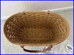 Longaberger Large Boardwalk Basket 2 Liners & Protector Excellent Condition