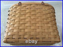 Longaberger Large Boardwalk Basket 2 Liners & Protector Excellent Condition