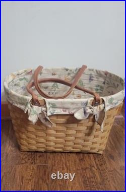 Longaberger Large Boardwalk Basket Liner Protector Beach Picnic Tote Longaberger Large Boardwalk Basket Liner Protector Beach Picnic Tote